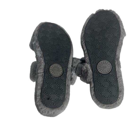 Ugg‎ Fuzz Yeah Slippers Gray Shearling Fuzzy Slide Big Buckle Sandals Women’s 9 - Picture 7 of 9